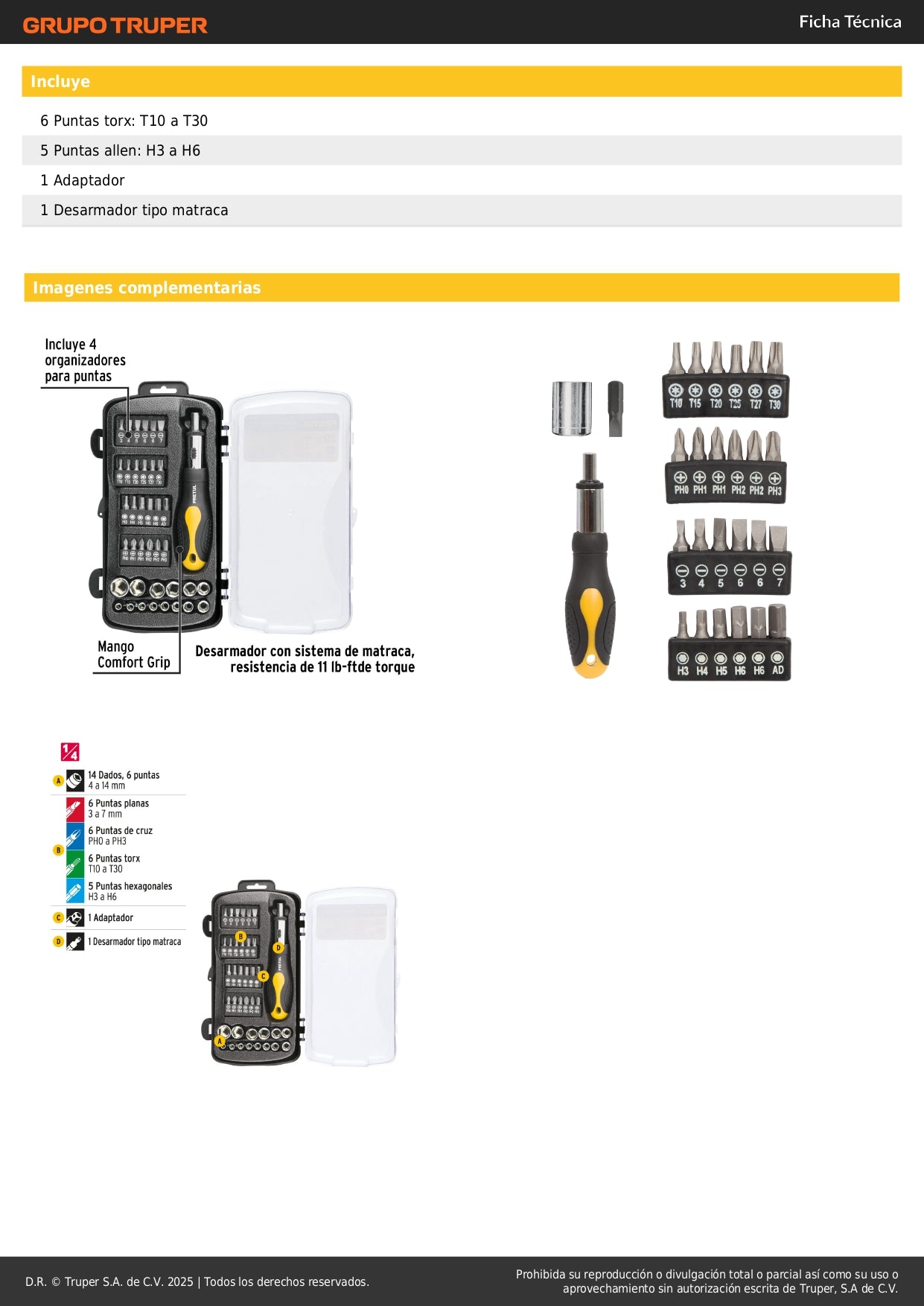 Juego de 39 Herramientas 1/4 Pulgada Pretul JUDA-39P - Kit Completo Mecánico Profesional con Matraca Doble Sistema y Mango Comfort Grip - Solución Integral para Reparación Automotriz