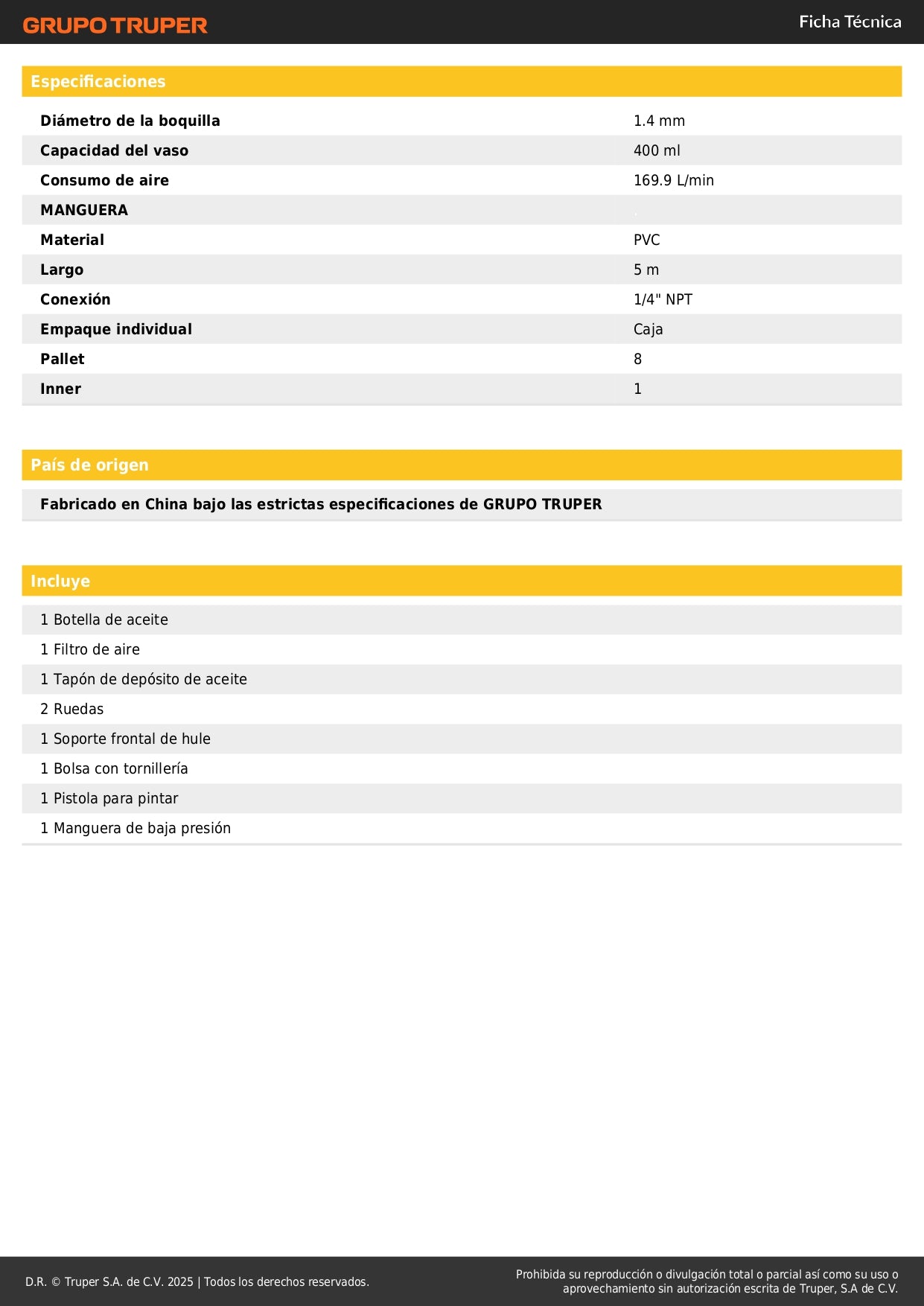 Kit Compresor de Aire 20L con Pistola y Manguera - Solución Completa para Pintura y Inflado - 2.5HP 127V PRETUL