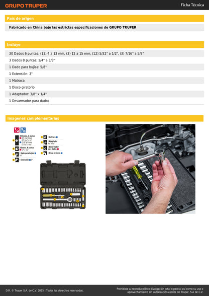 Juego de 39 Herramientas Mecánico 1/4 y 3/8 Pulgadas SET-39 Pretul - Kit Completo con Estuche Organizado para Reparación Automotriz y Mantenimiento Profesional