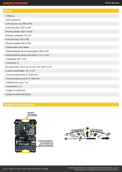 Juego de 133 Herramientas Pretul SET-133 con Estuche Organizador - Solución Completa para Reparación y Mantenimiento Profesional