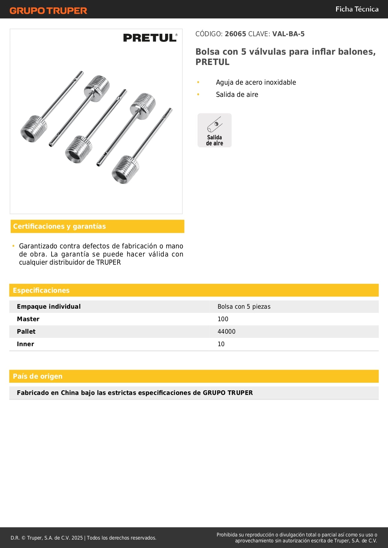 Kit 5 Válvulas Profesionales PRETUL para Inflar Balones - Aguja Acero Inoxidable - Solución Completa Inflado Deportivo