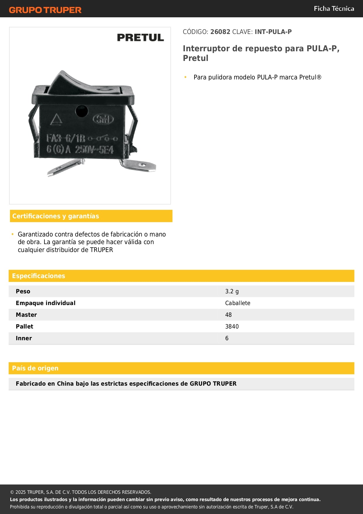 Pulidora roto-orbital 10", 110W, PRETUL