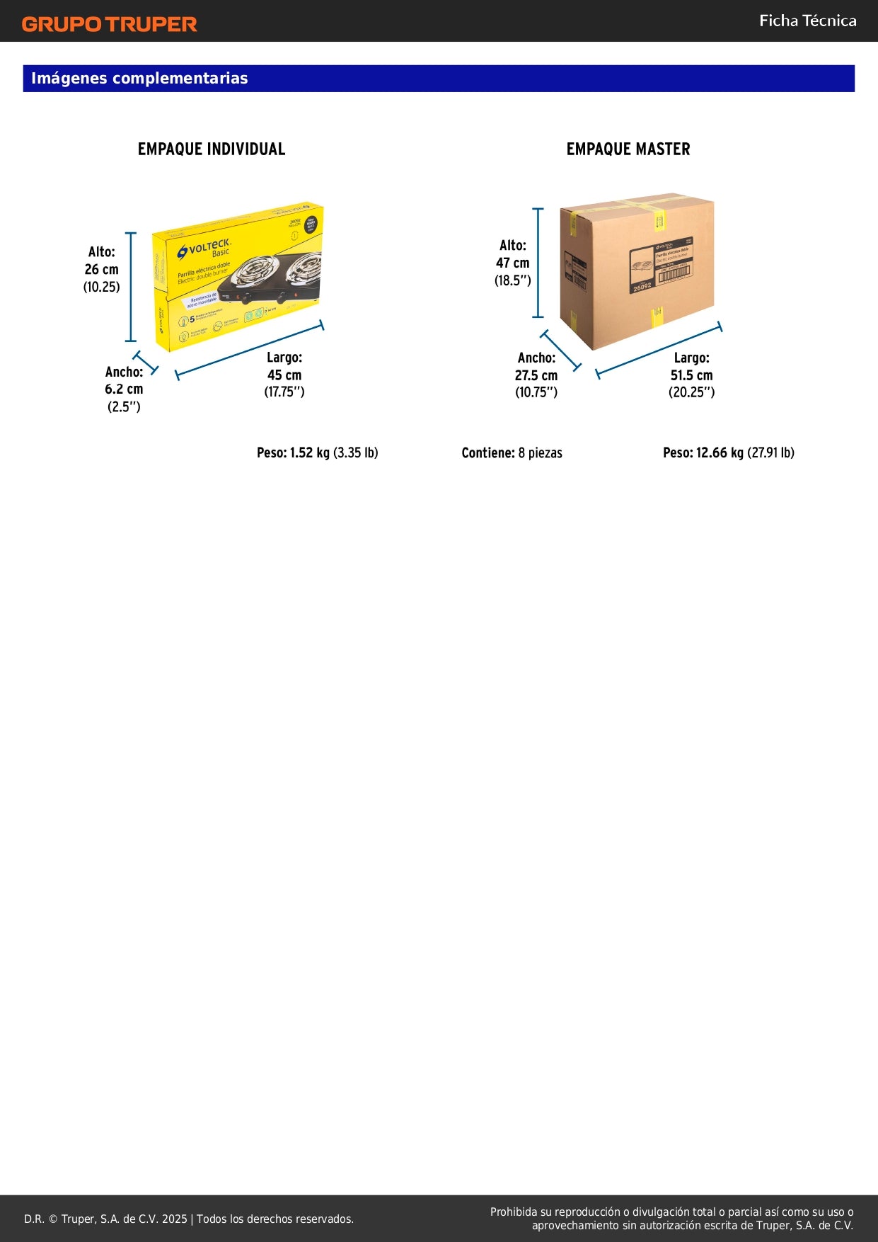 Parrilla Eléctrica 2 Quemadores Espiral BASIC PAEL-2CPN - Acero Inoxidable con Termostato Regulable - Solución Compacta para Cocinar sin Gas en Casa y Oficina
