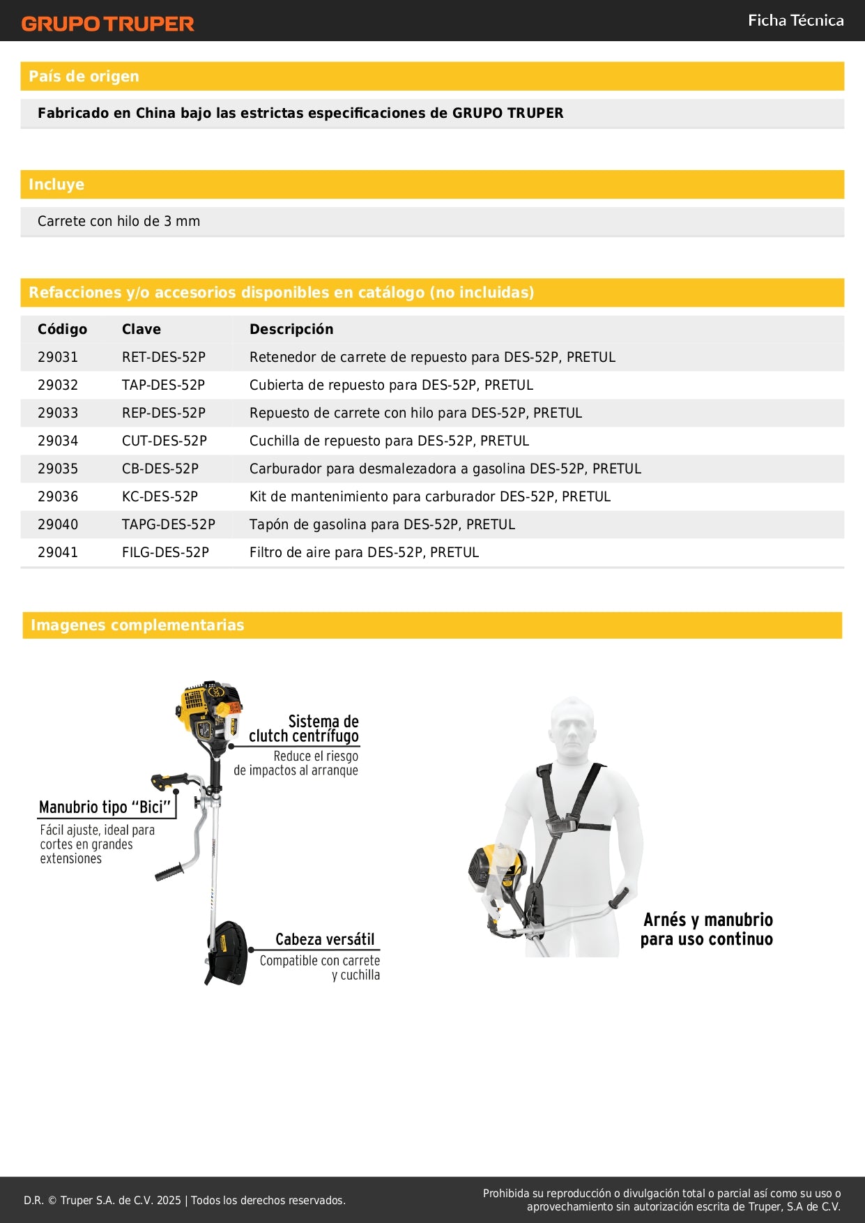 Desmalezadora Gasolina Pretul 52cc Motor 1.8HP Mango Bici - Corta Césped Maleza Hierba Verde Residencial