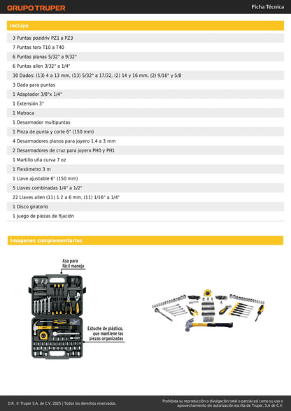 Juego de 109 Herramientas Pretul SET-109 - Kit Completo Profesional con Estuche Organizador para Reparación y Mantenimiento