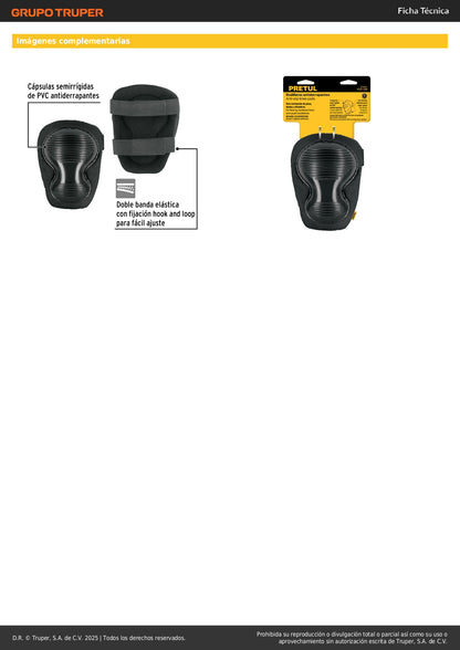 Rodilleras Anti-Derrapantes Doble Cápsula EVA Pretul ROD-200 - Protección Profesional para Instalación de Pisos y Alfombras