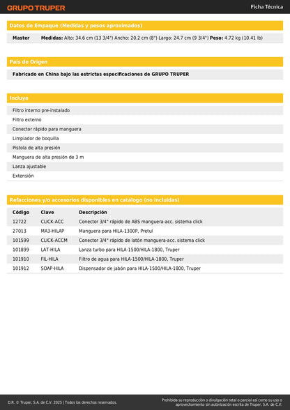 Hidrolavadora eléctrica 1350 PSI, Pretul