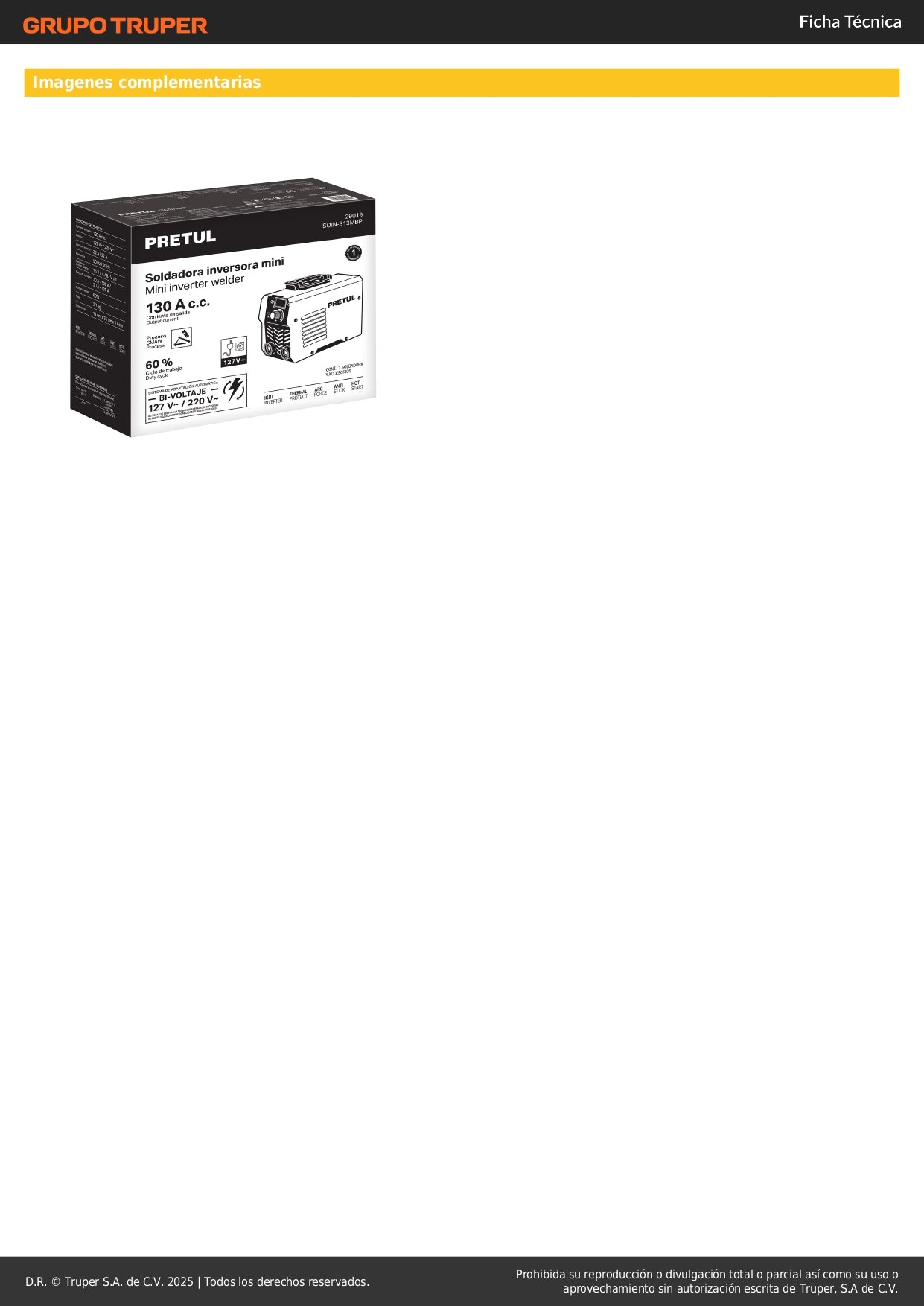 Mini Soldadora Inversora 130A Bivoltaje PRETUL SOIN-313MBP - Portátil Profesional para Electrodo Revestido SMAW MMA