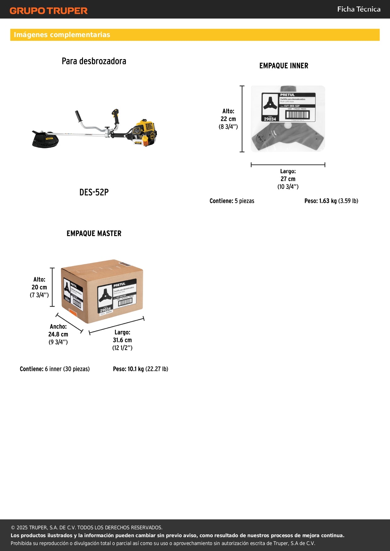 Cuchilla de repuesto para DES-52P, PRETUL