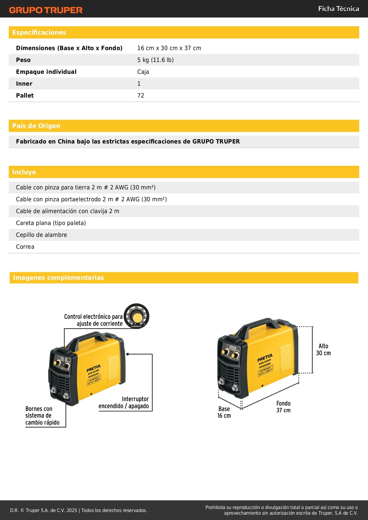 Soldadora Inversora PRETUL 200A Bi-Voltaje SOIN-520BP - Solución Profesional para Soldadura SMAW TIG - Compacta Portátil Eficiente