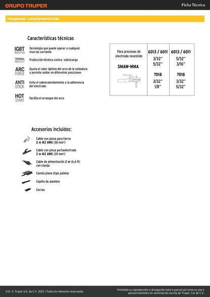 Soldadora Inversora PRETUL 200A Bi-Voltaje SOIN-520BP - Solución Profesional para Soldadura SMAW TIG - Compacta Portátil Eficiente
