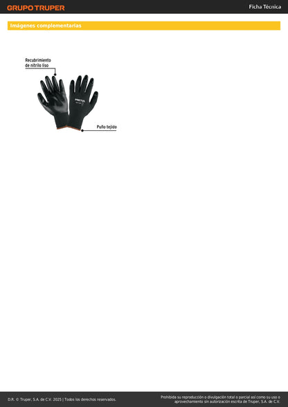 Guantes de Nitrilo Pretul GU-124P - Protección Antideslizante para Trabajo Húmedo y Seco XG