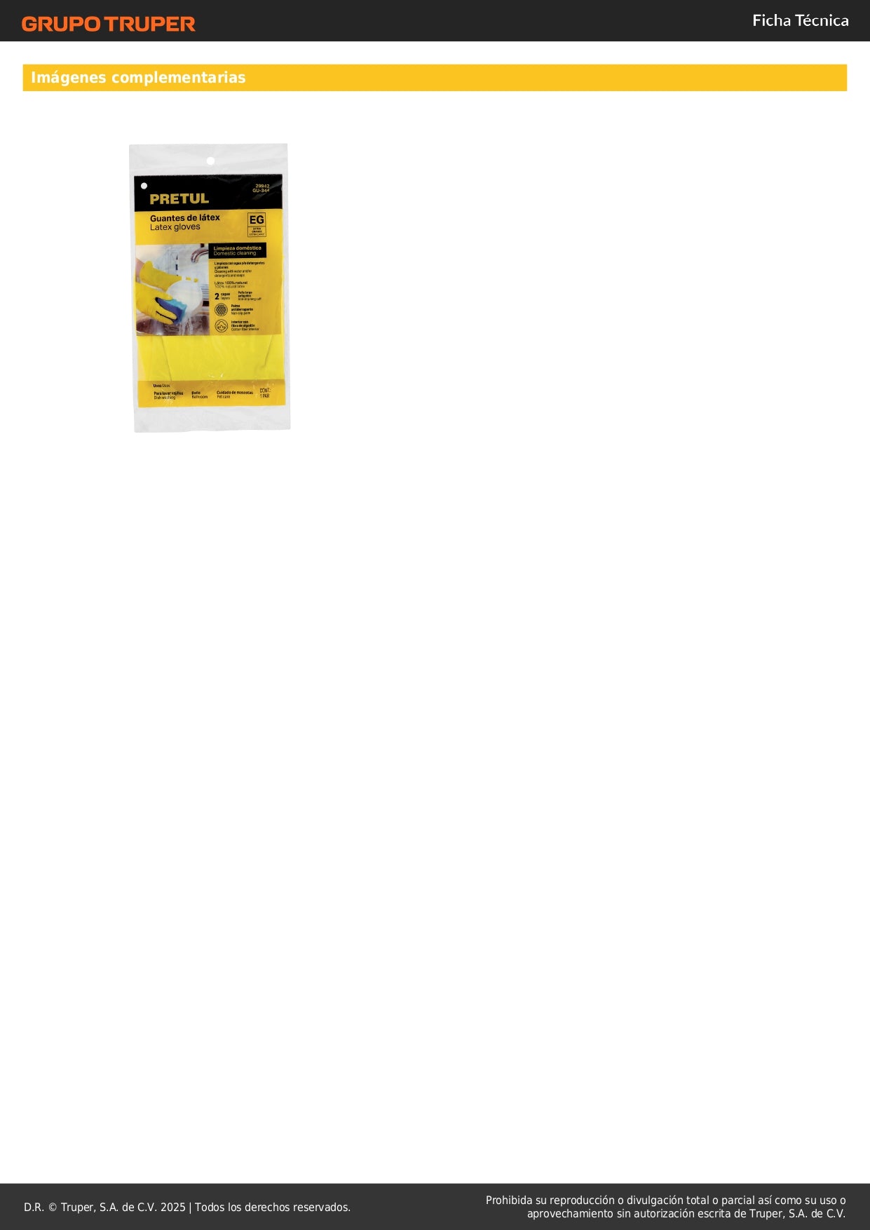 Guantes de Látex Amarillos XG Pretul GU-344 - Protección Antiderrapante para Limpieza Industrial y Doméstica con Fibra de Algodón