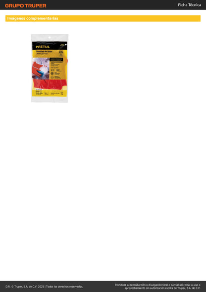 Guantes de Látex Rojos XG Pretul GU-349 - Protección Antiderrapante para Limpieza con Detergentes - Puño Reforzado y Forro de Algodón