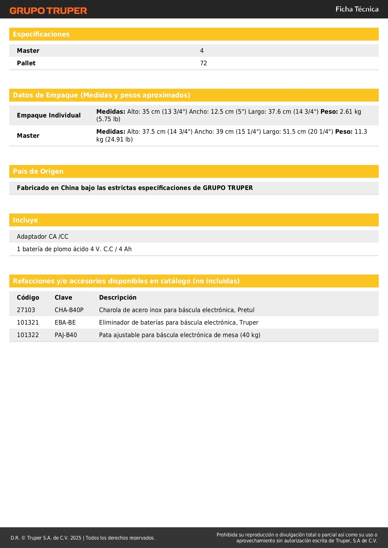 Báscula Electrónica Comercial 40kg PRETUL BASE-40P - Doble Display Digital con Batería Recargable para Pesaje Profesional