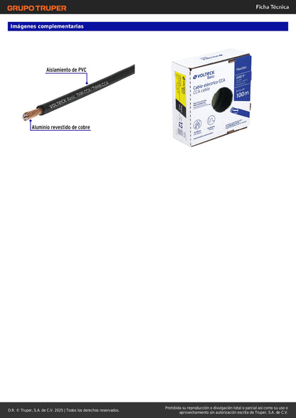 Cable THW CCA 12 AWG Negro 100m - Aluminio Revestido Cobre para Instalaciones Eléctricas Residenciales y Comerciales - Solución Económica Conductividad Eléctrica