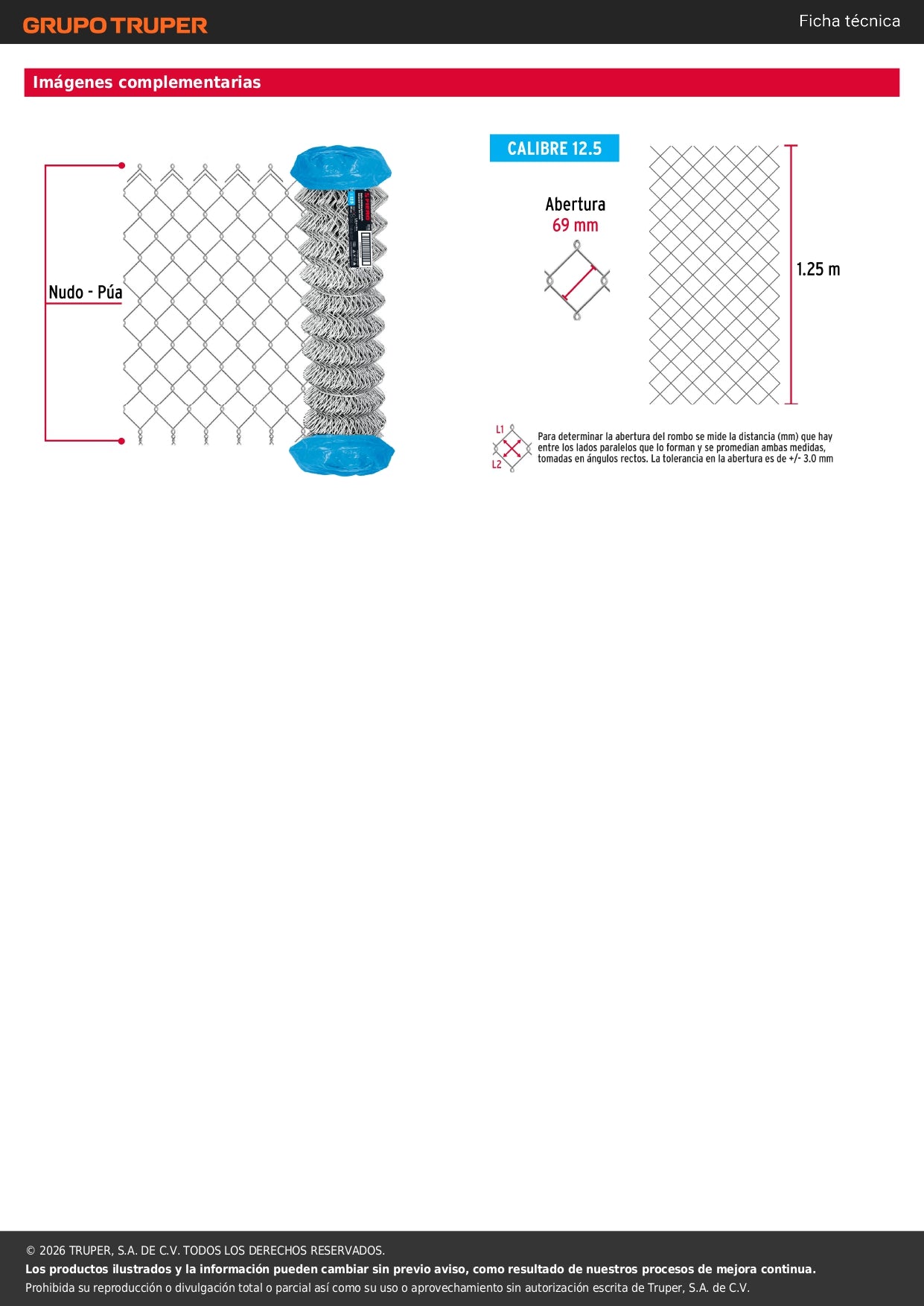Malla Ciclónica Galvanizada Cal.12.5 - Rollo 1.25x20m para Cercado Industrial, Residencial y Delimitación de Perímetros