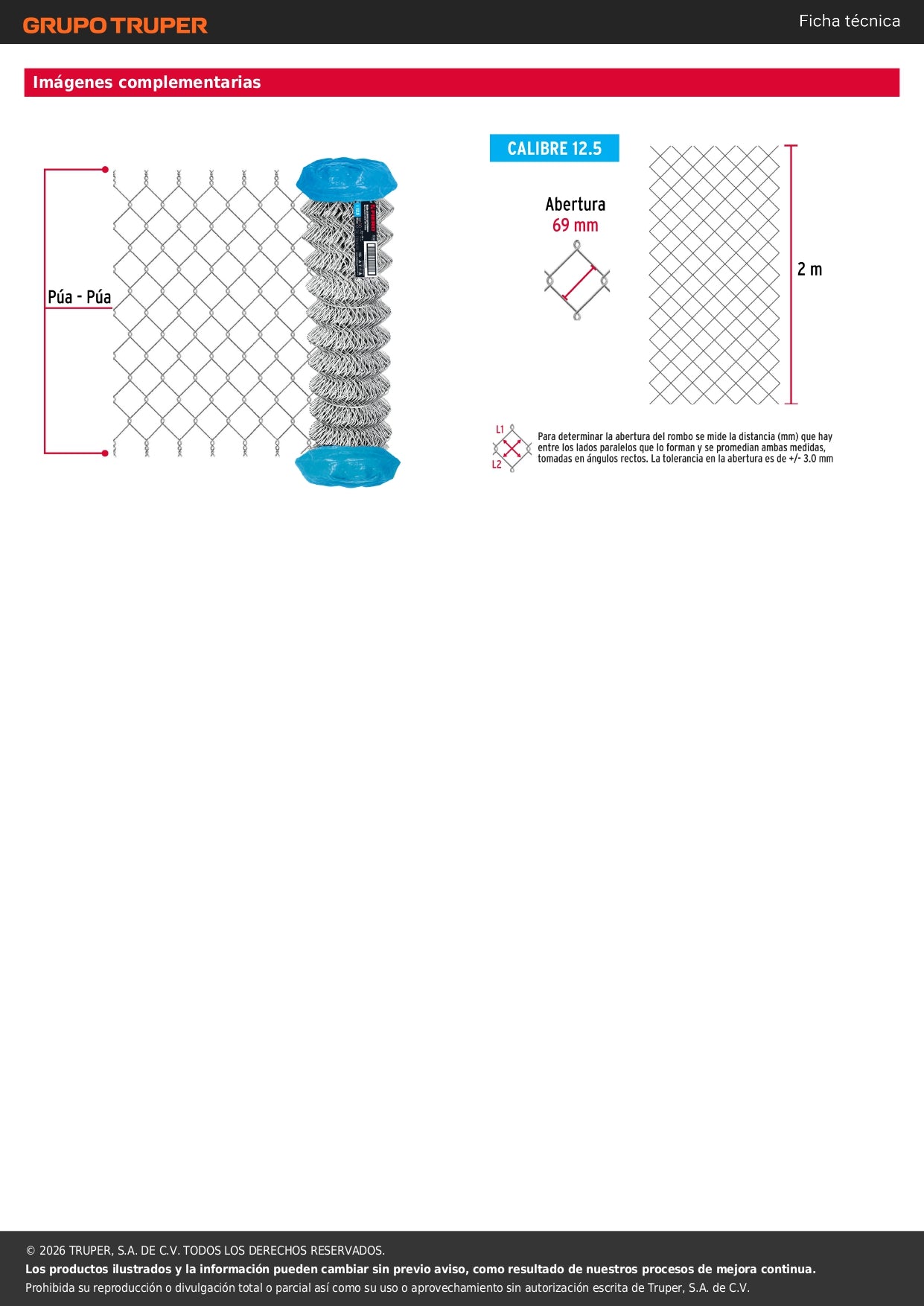Malla Ciclónica Galvanizada Cal.12.5 - Rollo 2x20m para Cercado Industrial, Residencial y Delimitación de Perímetros