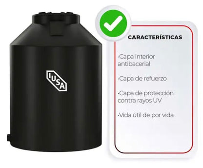 Tinaco Tricapa IUSA, 1100 L, Negro + Accesorios Alta Presión