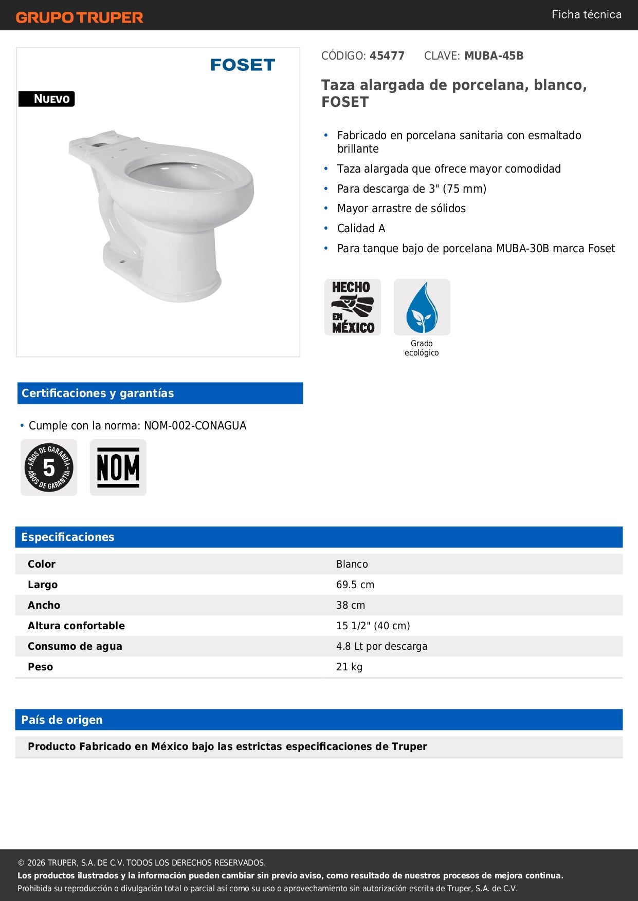 Taza Porcelana Profesional Blanco FOSET - Resistente para Taller