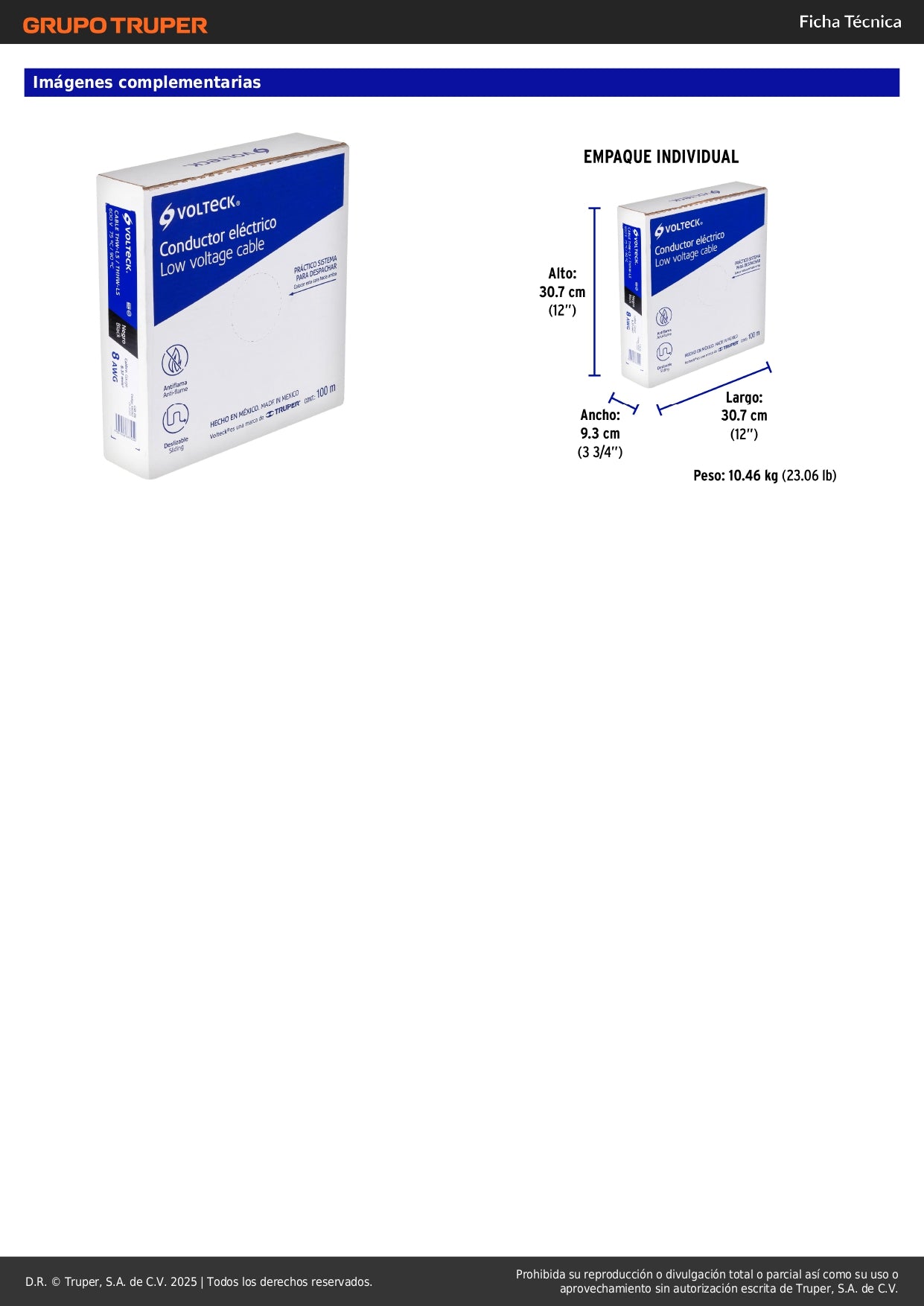 Cable THHW-LS 8 AWG Negro 100m Volteck - Solución Profesional para Instalaciones Eléctricas Seguras