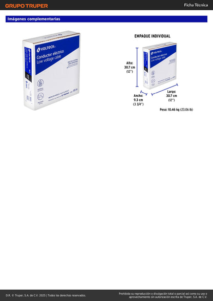 Cable THHW-LS 8 AWG Negro 100m Volteck - Solución Profesional para Instalaciones Eléctricas Seguras