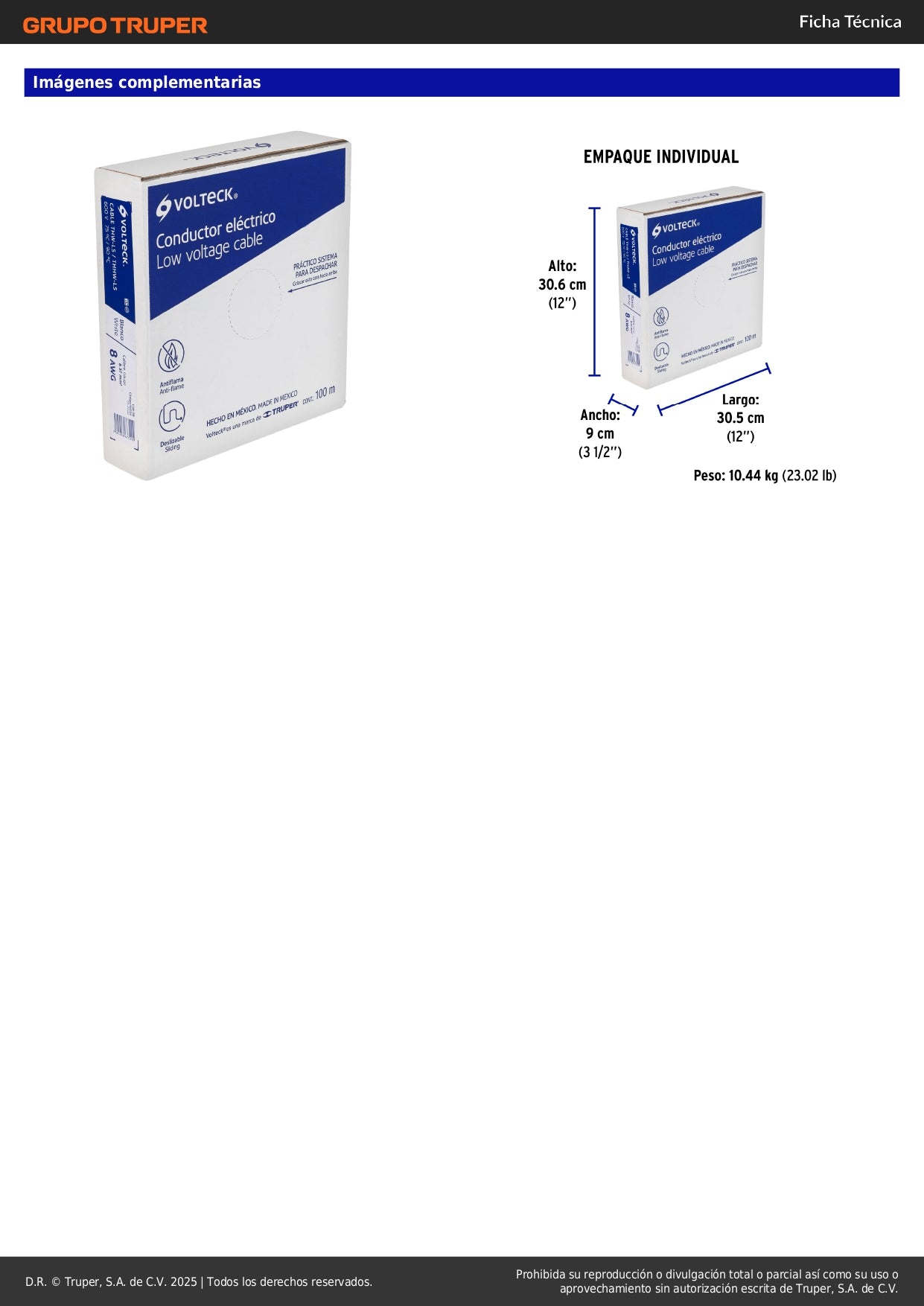 Cable THHW-LS 8 AWG Blanco 100m Volteck - Solución Profesional para Instalaciones Eléctricas Residenciales y Comerciales
