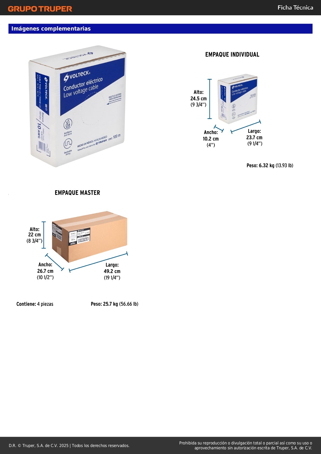 Cable THHW-LS 10 AWG Blanco 100m Volteck - Solución Profesional para Instalaciones Eléctricas Seguras
