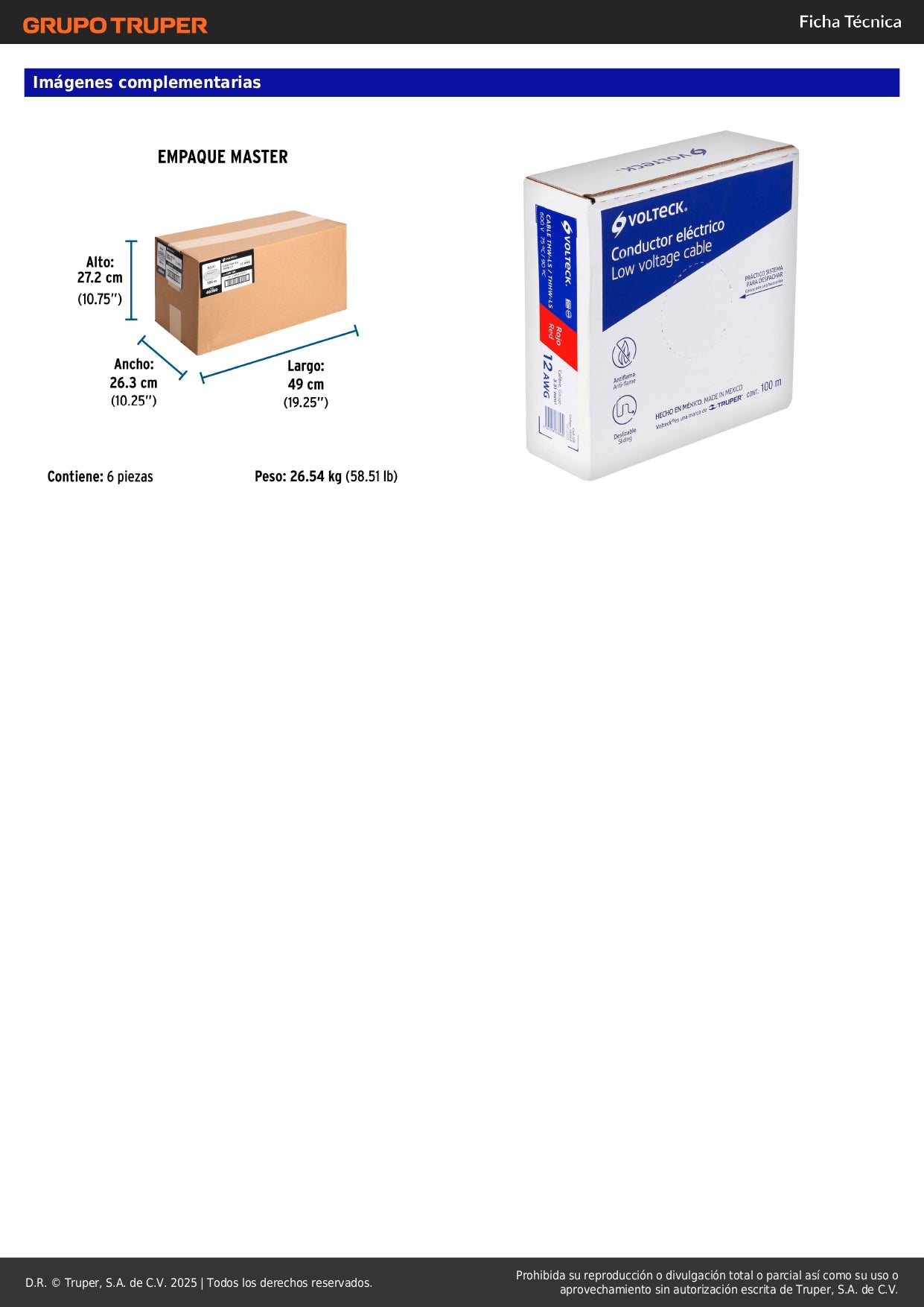 Cable THHW-LS 12 AWG Rojo 100m Volteck - Solución Profesional para Instalaciones Eléctricas Residenciales y Comerciales