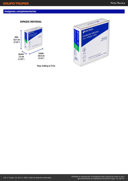 Cable THHW-LS 14 AWG Verde 100m Volteck - Instalación Eléctrica Segura Resistente Calor Humedad - Cableado Iluminación Contactos Casa