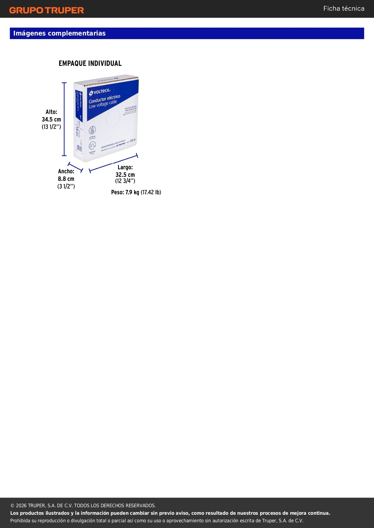 Rollo de 100 m de cordón dúplex flexible SPT 14 AWG, VOLTECK 100 % cobre