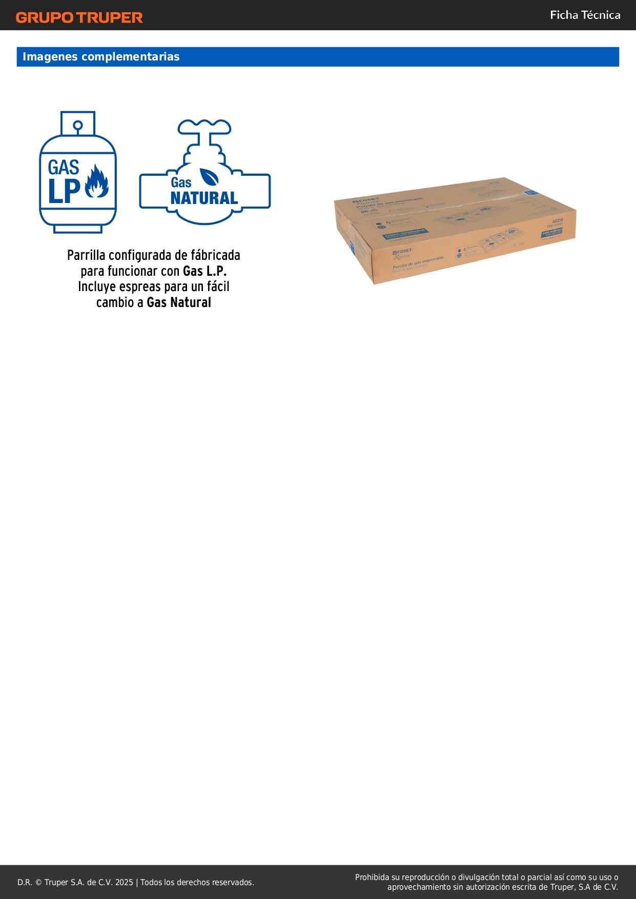 Parrilla Gas Empotrable 90cm RIVIERA 5 Quemadores Acero Inoxidable - Encendido Electrónico PAE-915GA