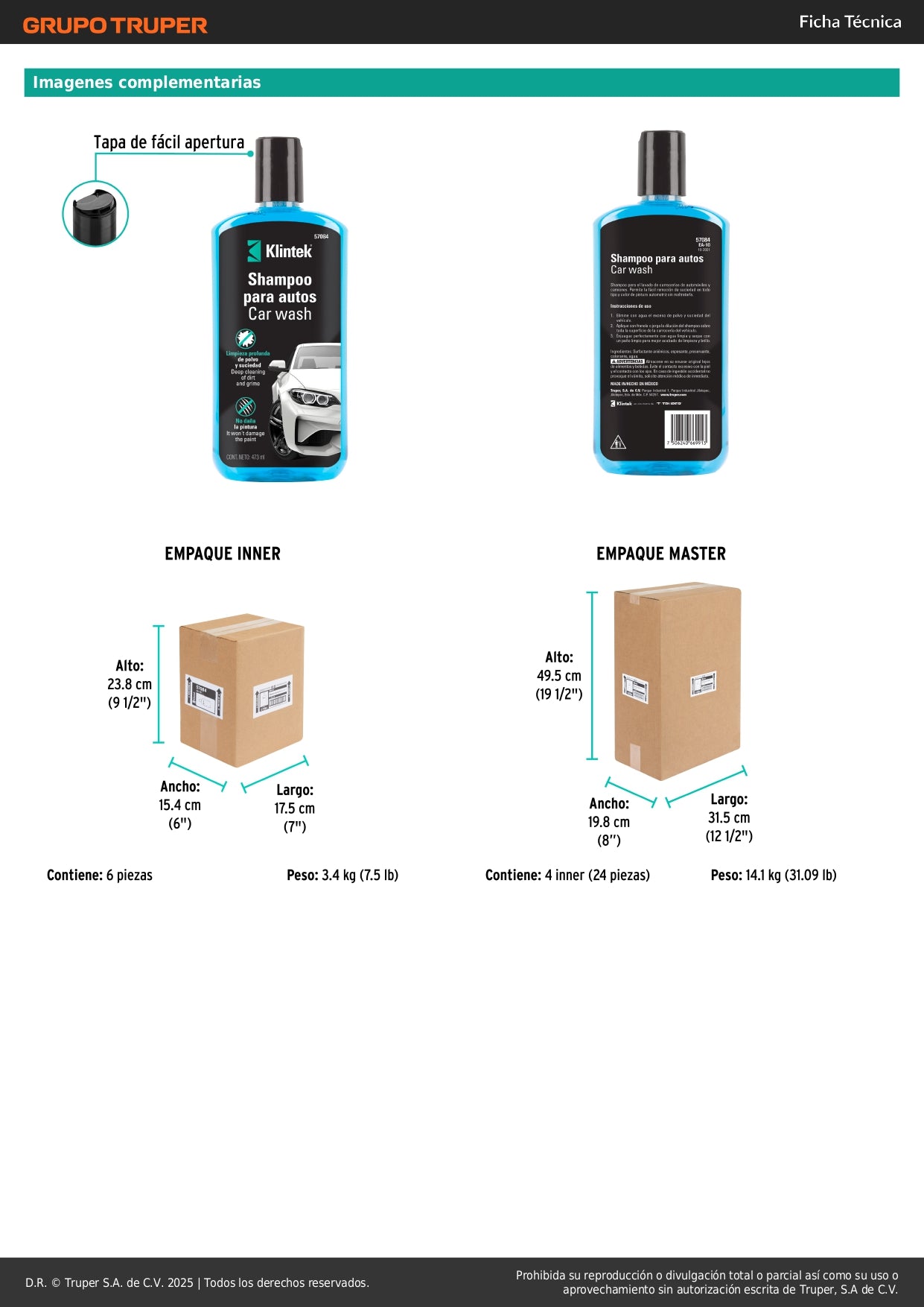 Shampoo Automotriz KLINTEK EA-10 473ml - Limpieza Profunda para Carrocerías de Autos y Camiones - Fórmula Concentrada Biodegradable