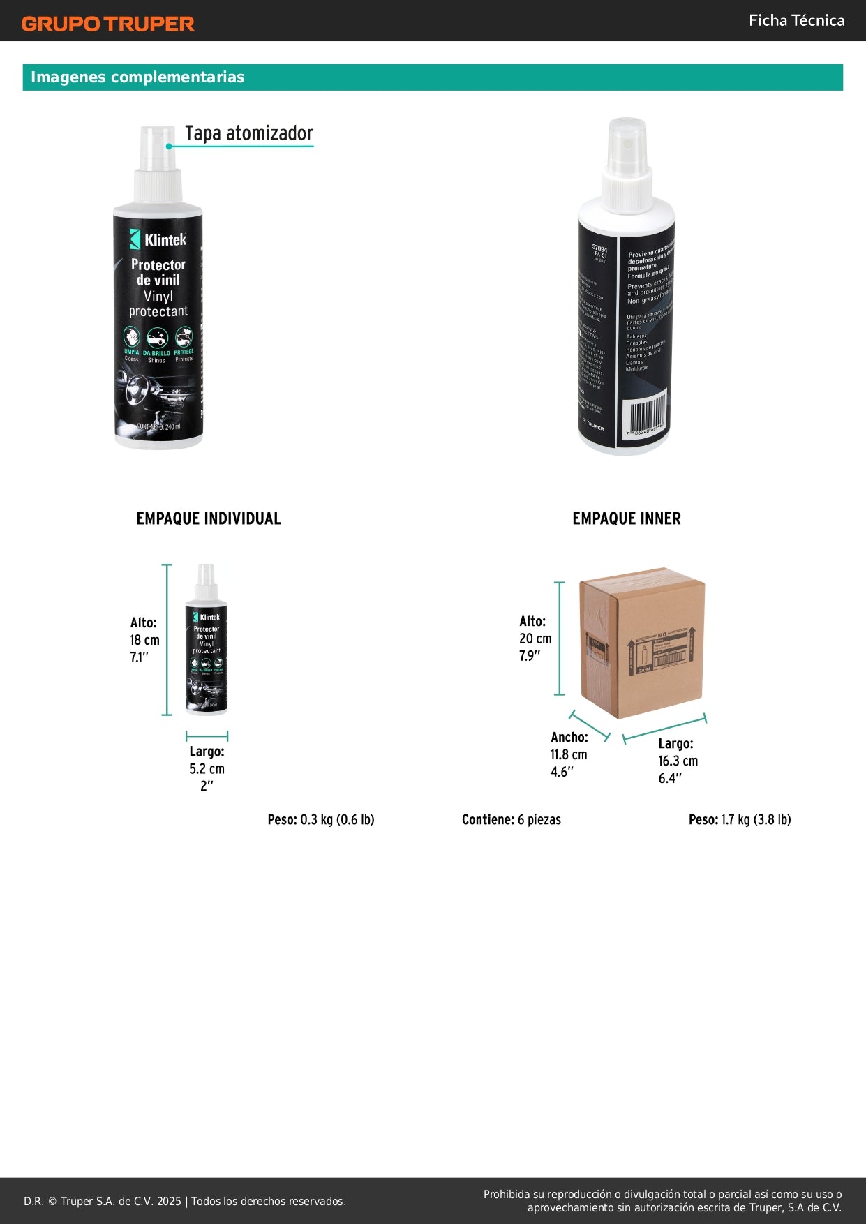 KLINTEK EA-51 Protector de Vinil 240ml - Limpiador y Abrillantador Profesional para Tableros, Plásticos y Neumáticos con Protección UV