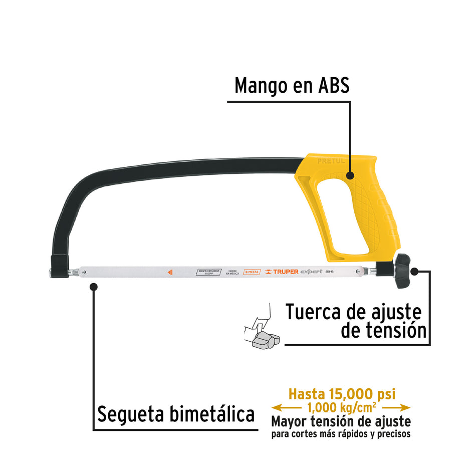 Arco de Segueta 12 Pulgadas Pretul APS-12 - Marco Profesional para Cortes Precisos en Metal y Madera