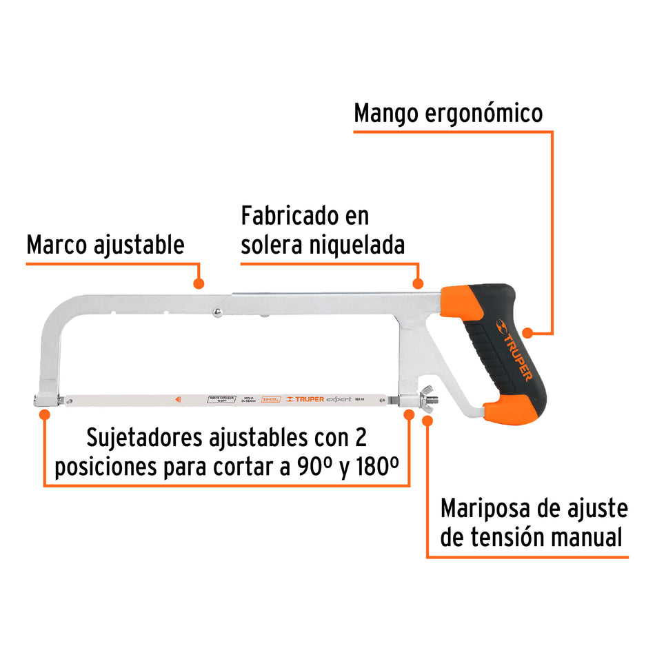 Arco 12" profesional ajustable de solera para segueta, Construccion, Carpinteria, Herreria