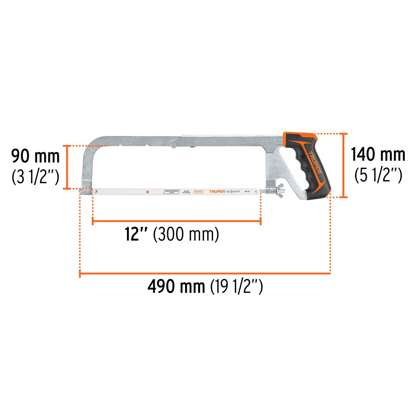 Arco Segueta Profesional 12 Pulgadas Ajustable - Corte Preciso Metal y Madera - Mango Ergonómico Antiderrapante - APT-12