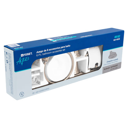 Juego Completo 6 Accesorios Baño Acero Inoxidable Satín AQUA AQA-4003N - Organización Total Baño Moderno