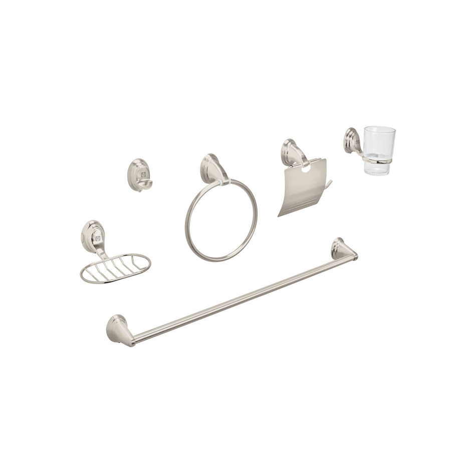 Juego Completo 6 Accesorios Baño Acero Inoxidable Satín AQUA AQA-4003N - Organización Total Baño Moderno