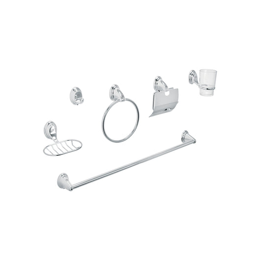 Juego Completo 6 Accesorios Baño Cromo Inoxidable AQUA AQA-4003 - Organización Total Baño Moderno