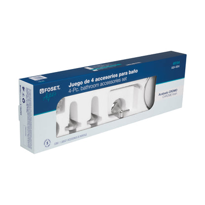 Juego 4 Accesorios Baño Acero Inoxidable FOSET AQUA AQA-4004 - Solución Completa Organización Baño
