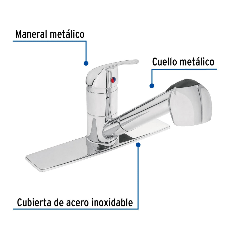 Monomando para fregadero, cuello extraíble, Foset