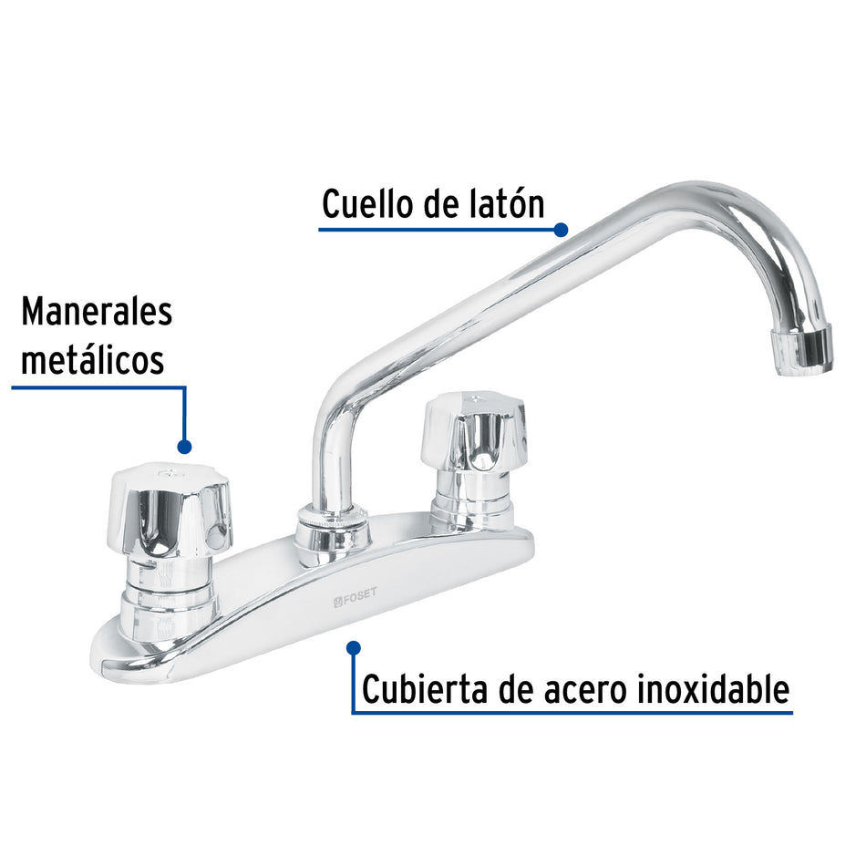 Mezcladora 8" para fregadero, manerales standard, Foset