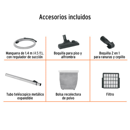 Aspiradora Canister TRUPER ASD-120 1200W - Solución Profesional para Limpieza Profunda con Motor Potente 1.6HP y Filtro Extraíble