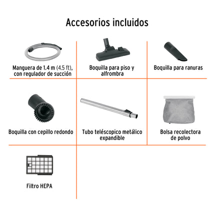 Aspiradora Canister TRUPER ASD-150 1200W - Filtro HEPA Antimicrobios - Solución Profesional para Limpieza Profunda