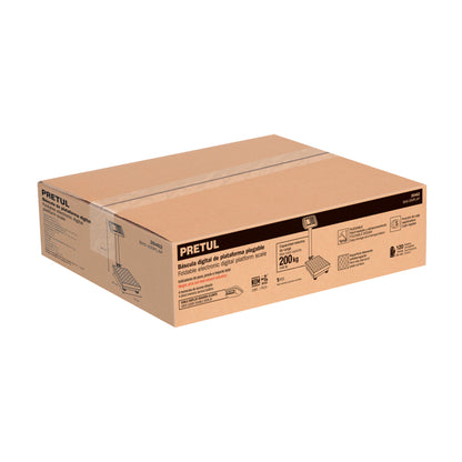 Báscula Electrónica Comercial 200kg Plegable BAS-200PLAP - Solución Profesional para Pesaje Preciso con Doble Display y Batería 120hrs - Pretul