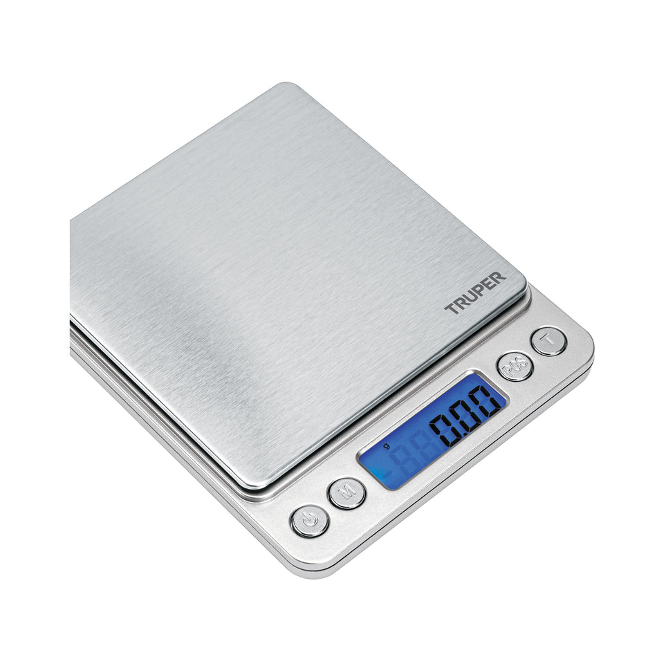 Báscula Electrónica Digital de Precisión 500g Truper BASE-05B - Ideal para Cocina, Joyería y Laboratorio con Display LCD y Función TARA