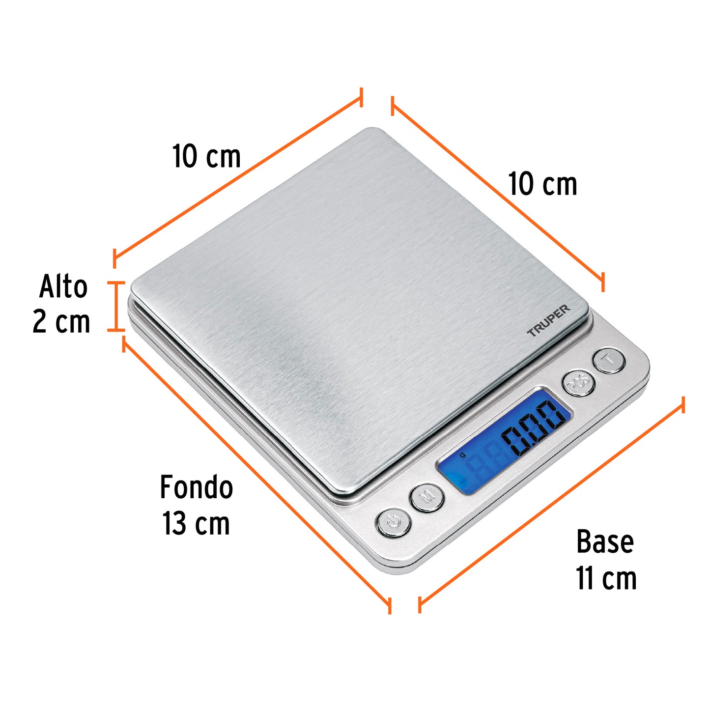 Báscula Electrónica Digital de Precisión 500g Truper BASE-05B - Ideal para Cocina, Joyería y Laboratorio con Display LCD y Función TARA