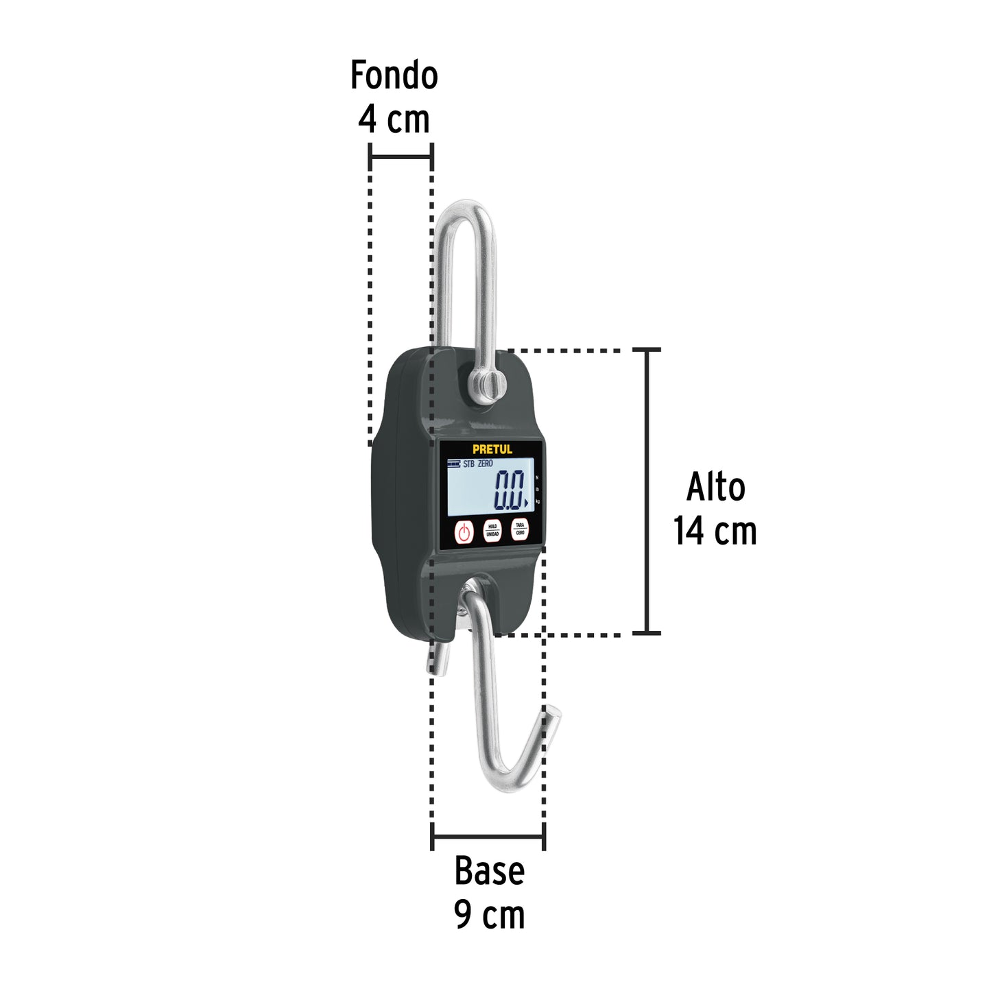 Báscula Electrónica Colgante PRETUL 300kg - Solución Profesional para Pesaje Industrial, Rastro y Carnicerías - Display LCD, Función TARA y HOLD - BASE-300CP