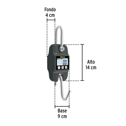 Báscula Electrónica Colgante PRETUL 300kg - Solución Profesional para Pesaje Industrial, Rastro y Carnicerías - Display LCD, Función TARA y HOLD - BASE-300CP